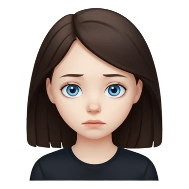 sad brunette blue eyed girl  sticker