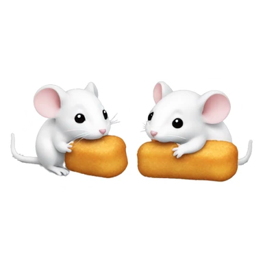 two mouses (one white and the other gray) eating chicken nuggets sticker