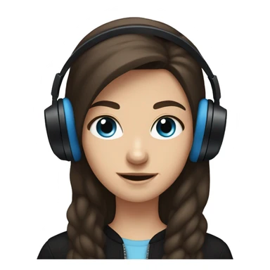 Dark brown haired caucasian, blue eyed teenager wearing black headphones sticker