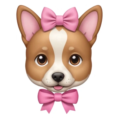 Brown and white face German short haired dog with pink bow on right ear sticker