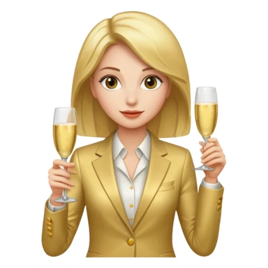 woman with shampane glass in golt suit sticker