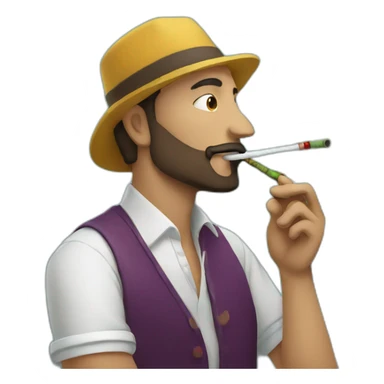man smoking hookah sticker