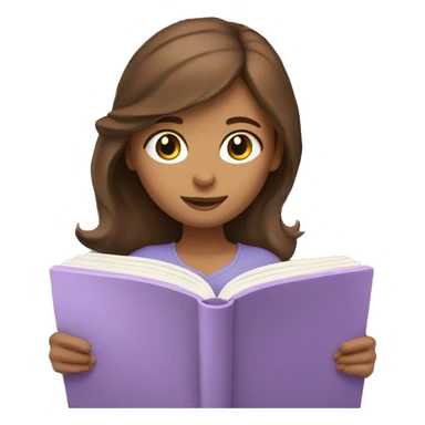 A brown hair girl reading a pastel purple book sticker