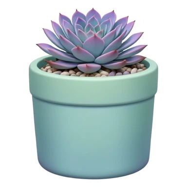 A pastel blue ceramic pot, cylindrical in shape, with a shallow rim, containing a Graptopetalum succulent plant. sticker