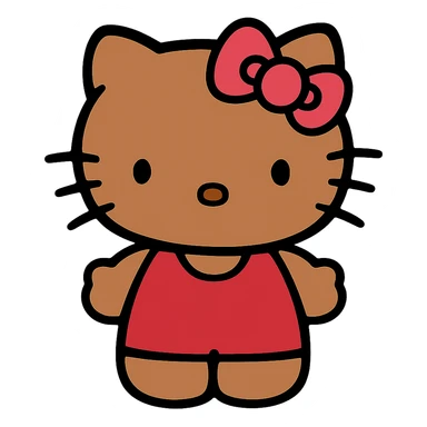 Hello Kitty character with a tanned complexion, classic features, cute and friendly expression sticker