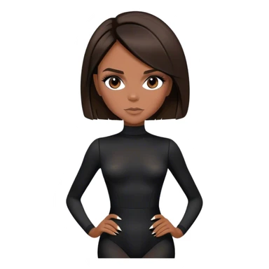 Victoria Beckham with short dark brown bob, black bodysuit wearing black heels sticker