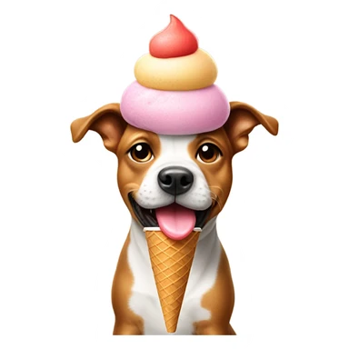 Dog eating ice cream cone wearing beanie  sticker