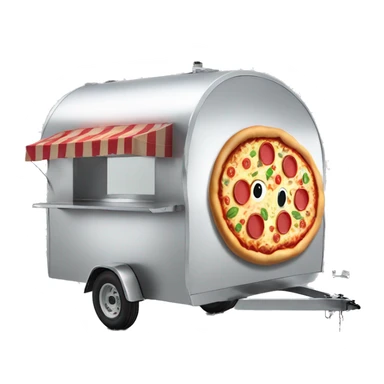 Pizza trailer, shining silver, two wheels axels sticker