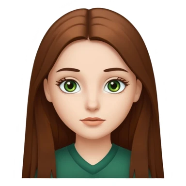 Girl with dark green eyes, light eyebrows and long brown straight hair sticker