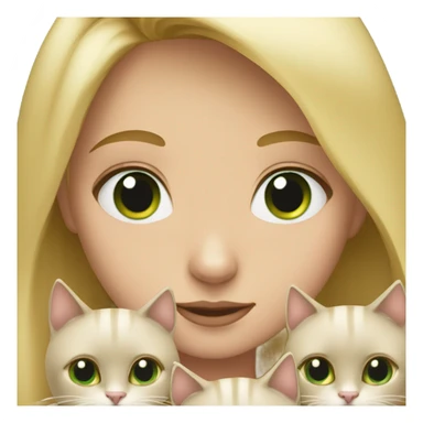 blonde girl green eyes holding 3 cats sticker