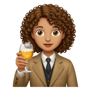 Curly haired curl with brown hair toasting with alcohol sticker