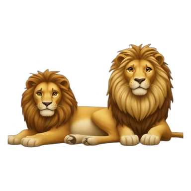 Un lion avec un lionceaux sticker