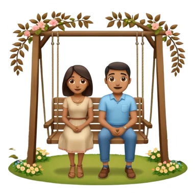 indian man and woman sitting on two seater swing sticker