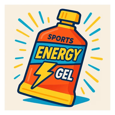 sports energy gel, vibrant packaging, dynamic, energetic, modern style sticker