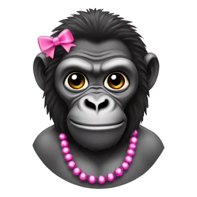 Gorilla with braids and beads with pink bow sticker