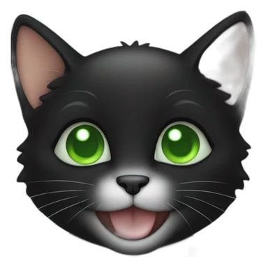 black kitten with green eyes laughs sticker