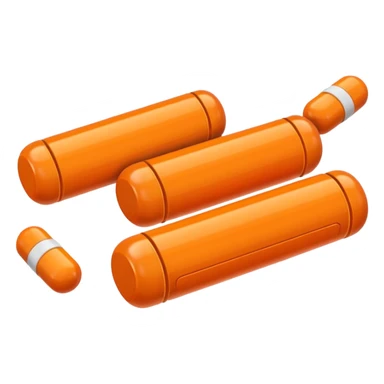 orange cylindrical pieces pill shaped on each end  sticker