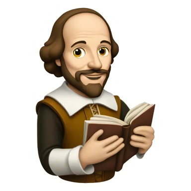 William Shakespeare holds a book in his hand sticker