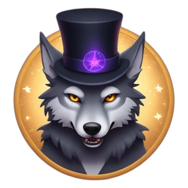 demonic wolf with pentagram top hat and a mysterious night sticker