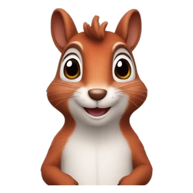 A squirrel with lots of hearts behind him sticker