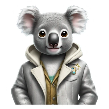 Koalas wearing a designer jacket sticker