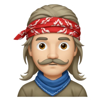 mustached with bandanas long hair gry boy sticker