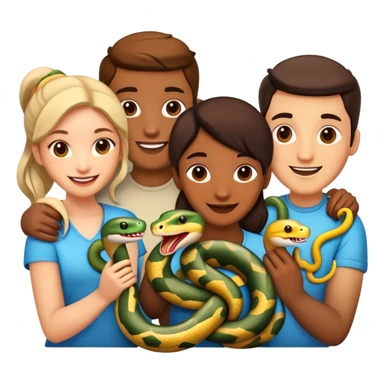 Happy friends with snakes sticker