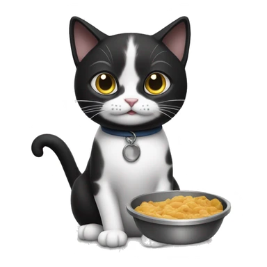 black and white cat asking for food sticker