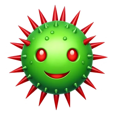 green circular virus with red spikes in iOS style sticker