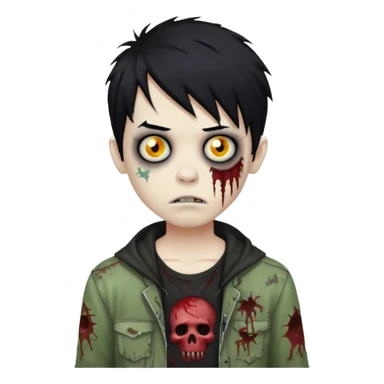 boy zombie with black hair emo sticker