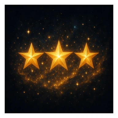 three stars in a row, surrounded by a magical glow, looking impressive, radiant, sparkling sticker