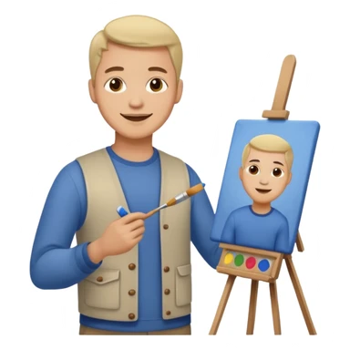 happy man painting a picture full body sticker