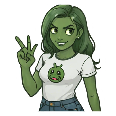 Girl sticking out her middle finger sticker