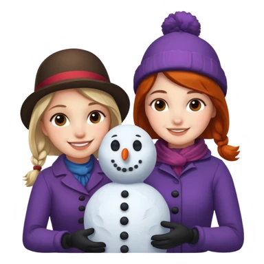 Virginia Poe and Maria Clemm building a snowman sticker