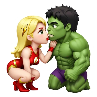 The Flash in Kiss She Flash Girl Romantic Hulk "3d Emoji Old" sticker