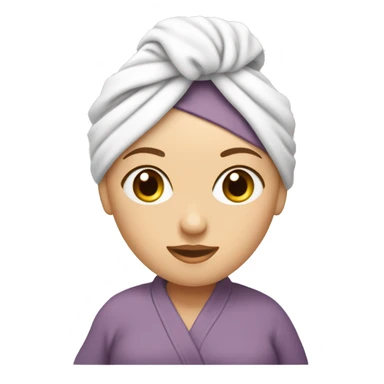 White Girl with a towel on her head in the form of a turban and a bathrobe sticker