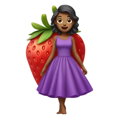 Strawberry wearing a purple dress sticker