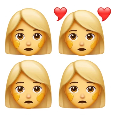 Embarrassed sweating face, followed by three female emoji icons in a row sticker