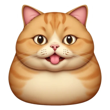 fat obese cat with giant eyes and giant tongue out sticker