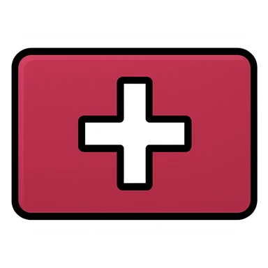 maroon rectangle with a white cross in the middle, color outline style sticker