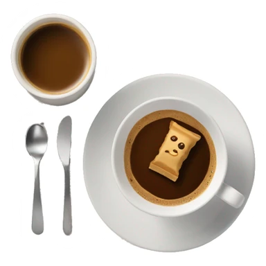 Top view coffee and protein bar on a small plate  sticker