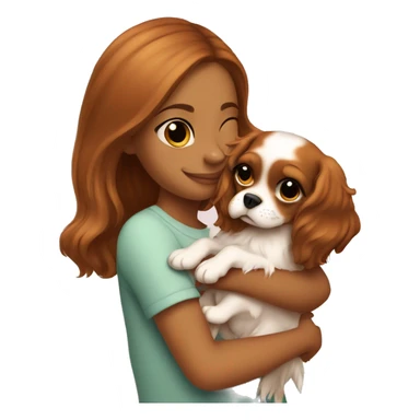 cute girl hugging baby king charles spaniel  sticker