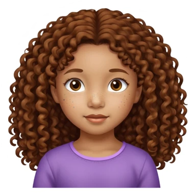 5 year old blasian girl with long brown curly hair sticker