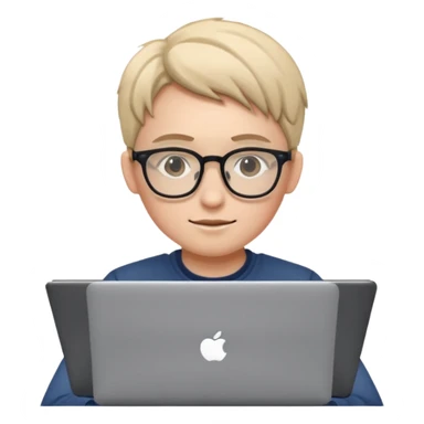 un estudiante con lentes y su laptop sticker