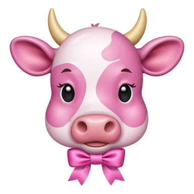 Pink cow with ribbon sticker
