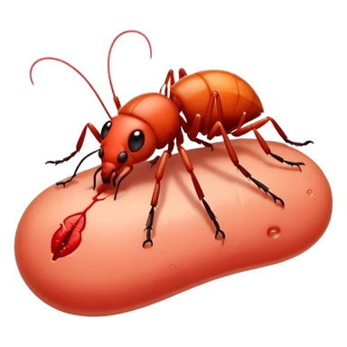 emoji of a small patch of skin (like on the neck or scalp) with a tiny red itchy bump and a small cartoon louse (bit) nearby, expressing mild irritation — clean, , no gore, just symbolic redness and the insect clearly visible sticker