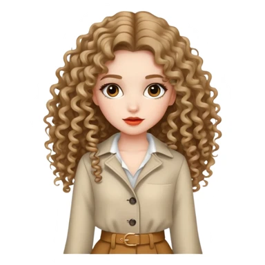 Fashionable girl with stylish outfit and long curly hair sticker