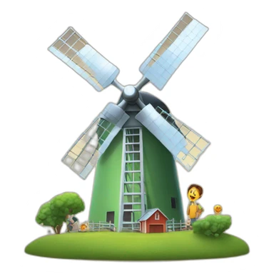 The children saw a large windmill pumping energy sticker
