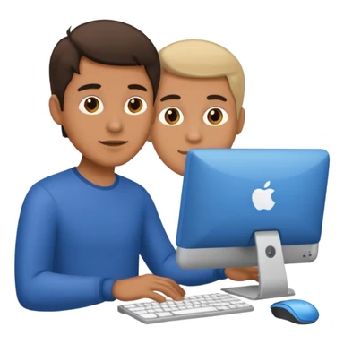 man using computer sticker