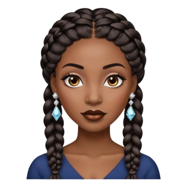 Attractive black woman with a wide face, dark makeup, Long  braids and diamond earrings sticker